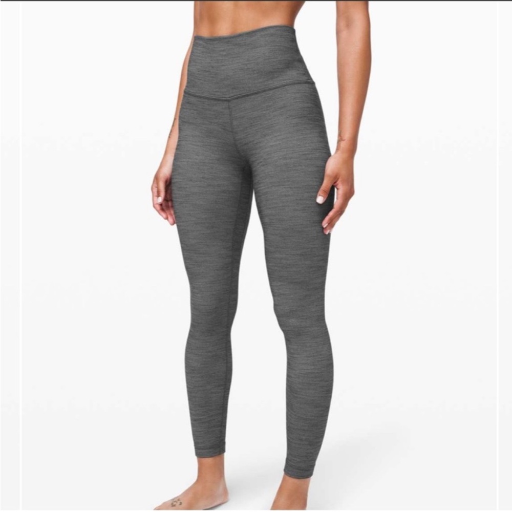 Lululemon Align High Rise Pant II 25" Heathered Herringbone Grey / Black size 2